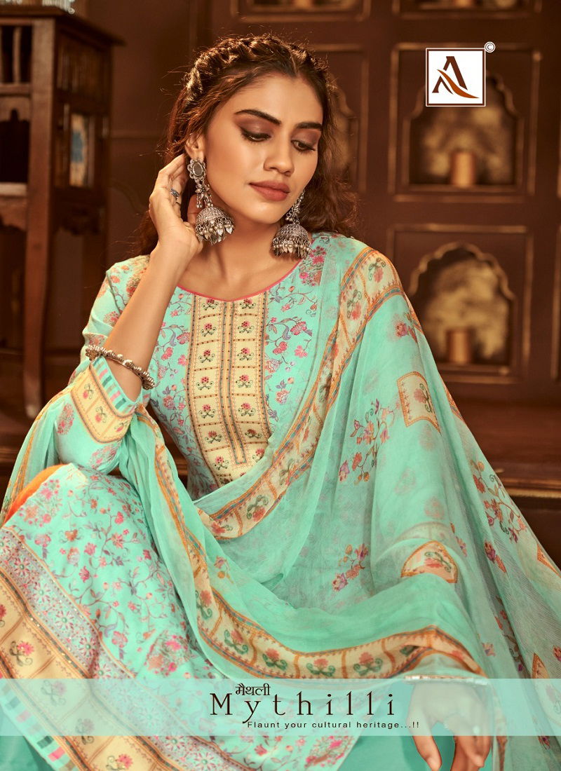 Alok Mythilli 2 Designer Casual Regular Wear Pure Jam Cotton Digital Printed Thread Embroidery And Swarovski Diamond Work Dress Material Collection